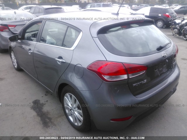 KNAFX5A85F5287562 - 2015 KIA FORTE EX GRAY photo 3