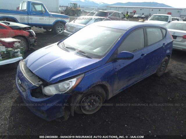 KMHCT5AE8EU164524 - 2014 HYUNDAI ACCENT GLS/GS BLUE photo 2