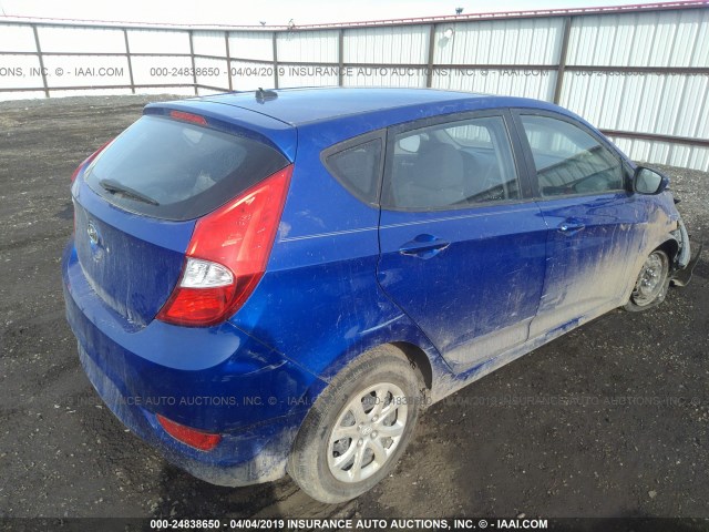 KMHCT5AE8EU164524 - 2014 HYUNDAI ACCENT GLS/GS BLUE photo 4