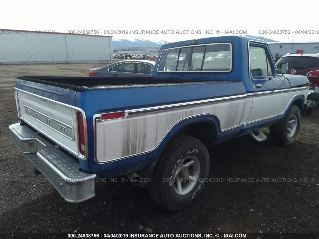 F14SRAG8507 - 1978 FORD F100 BLUE photo 4