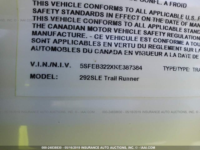 5SFEB322XKE387384 - 2019 HEARTLAND 292SLE  未知 照片 9