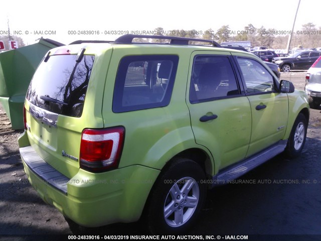 1FMCU49369KC15692 - 2009 FORD ESCAPE HYBRID GREEN photo 4