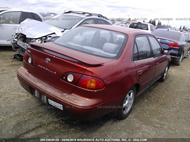 1NXBR12E01Z514224 - 2001 TOYOTA COROLLA CE/LE/S BURGUNDY photo 4