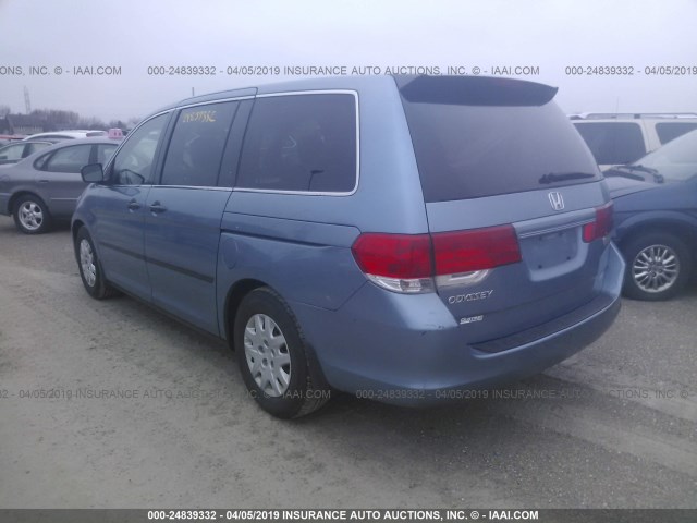 5FNRL38289B047362 - 2009 HONDA ODYSSEY LX BLUE photo 3