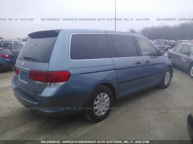 5FNRL38289B047362 - 2009 HONDA ODYSSEY LX BLUE photo 4