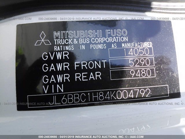 JL6BBC1H84K004792 - 2004 MITSUBISHI FUSO TRUCK FE 649 Unknown photo 9