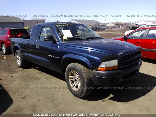 1B7GL32X32S512344 - 2002 DODGE DAKOTA SPORT/RT Dark Blue photo 1