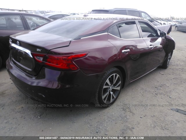 1N4AA6AP4HC404712 - 2017 NISSAN MAXIMA 3.5S/SV/SL/SR/PLAT MAROON photo 4