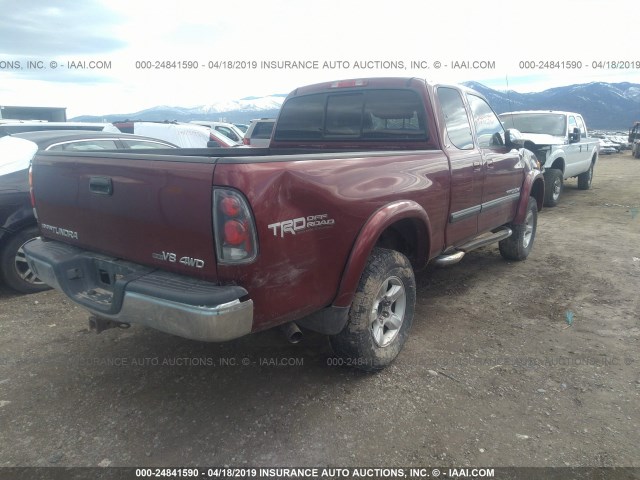 5TBBT44113S382110 - 2003 TOYOTA TUNDRA ACCESS CAB SR5 MAROON photo 4