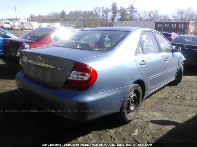 4T1BE32K42U595453 - 2002 TOYOTA CAMRY LE/XLE/SE BLUE photo 4