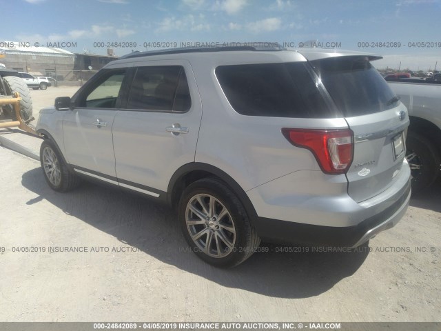 1FM5K7F83HGA23714 - 2017 FORD EXPLORER LIMITED SILVER photo 3