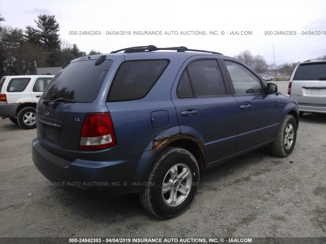 KNDJC733355346127 - 2005 KIA SORENTO EX/LX BLUE photo 4