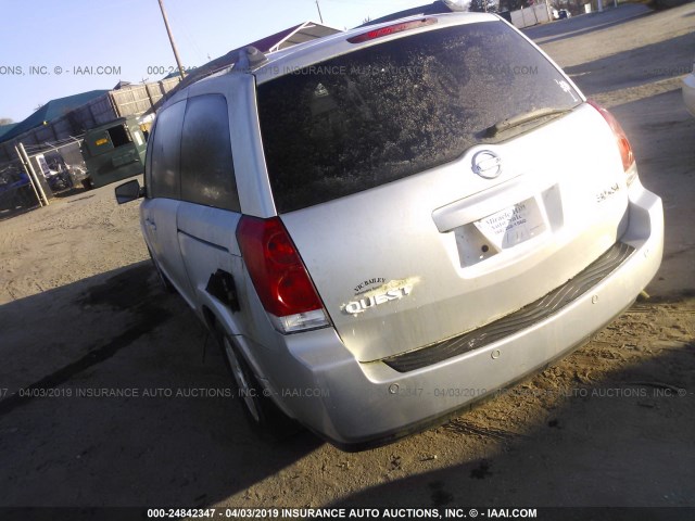 5N1BV28U94N340345 - 2004 NISSAN QUEST S/SE/SL SILVER photo 3