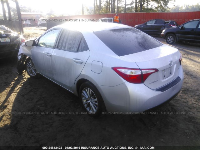 5YFBURHE6FP228407 - 2015 TOYOTA COROLLA L/LE/LE PLS/PRM/S/S PLS SILVER photo 3