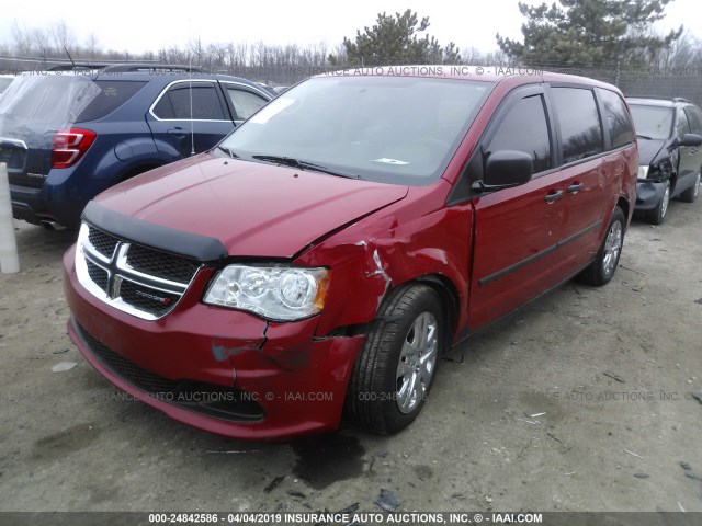 2C4RDGBG1DR796106 - 2013 DODGE GRAND CARAVAN SE RED photo 2