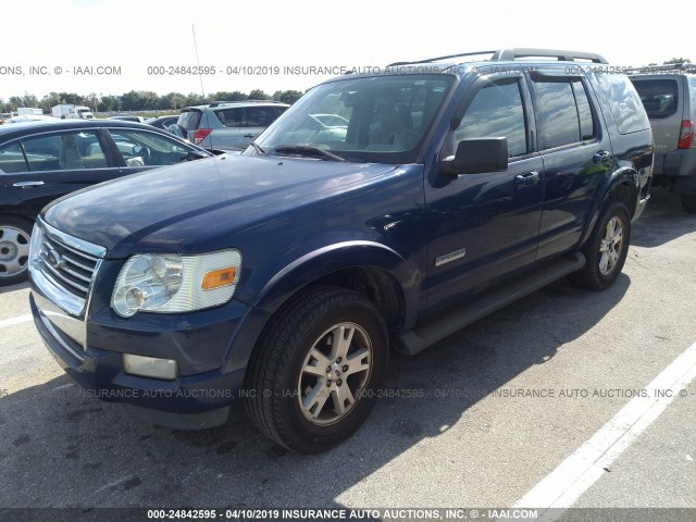 1FMEU63E17UA42826 - 2007 FORD EXPLORER XLT BLUE photo 2