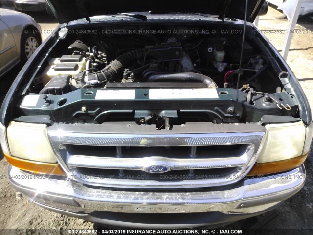 1FTYR10C4WTA68611 - 1998 FORD RANGER GREEN photo 10