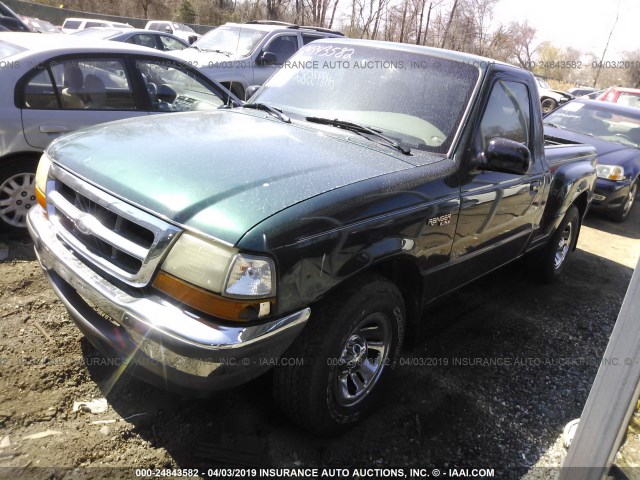 1FTYR10C4WTA68611 - 1998 FORD RANGER GREEN photo 2