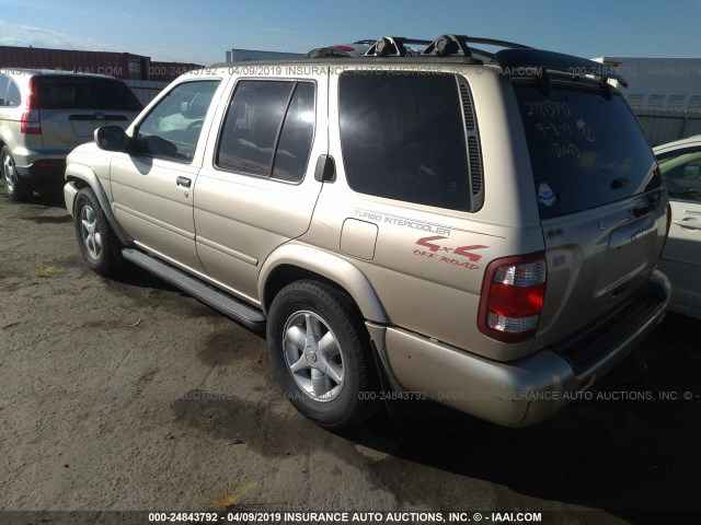 JN8DR07Y01W514873 - 2001 NISSAN PATHFINDER LE/SE/XE GOLD photo 3