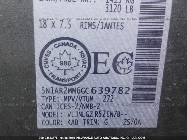 5N1AR2MM6GC639782 - 2016 NISSAN PATHFINDER S/SV/SL/PLATINUM GRAY photo 9