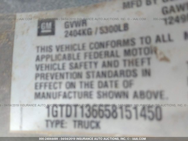 1GTDT136658151450 - 2005 GMC CANYON SILVER photo 9