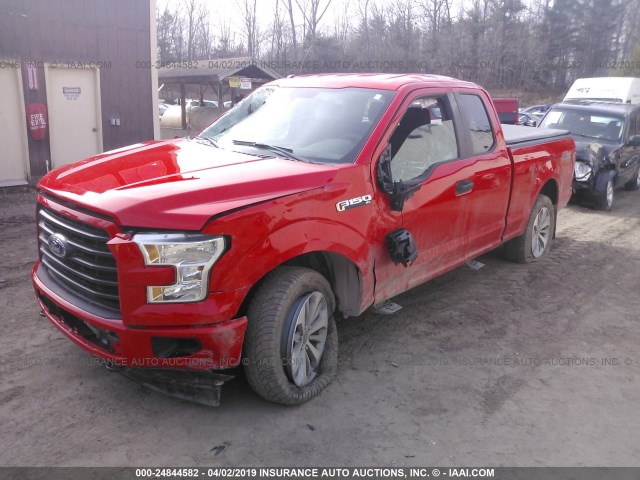 1FTFX1EFXHKC68594 - 2017 FORD F150 SUPER CAB RED photo 2