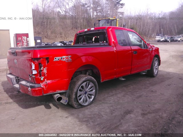 1FTFX1EFXHKC68594 - 2017 FORD F150 SUPER CAB RED photo 4