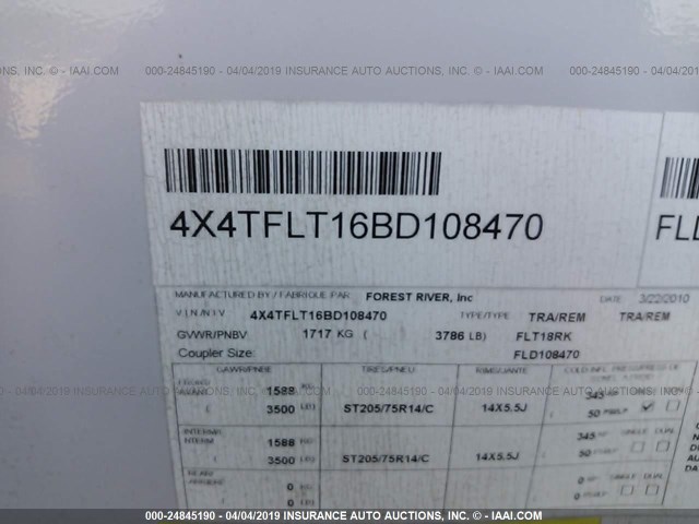 4X4TFLT16BD108470 - 2011 FOREST RIVER FLAGSTAFF MICRO LITE  Unknown photo 9