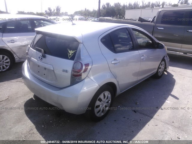 JTDKDTB30C1508635 - 2012 TOYOTA PRIUS C SILVER photo 4