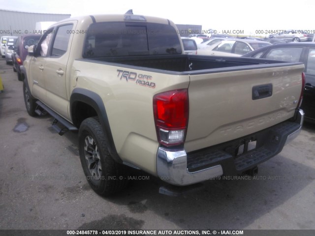 3TMAZ5CNXHM045468 - 2017 TOYOTA TACOMA DBL CAB/SR5/TRD SPORT/OR BEIGE photo 3