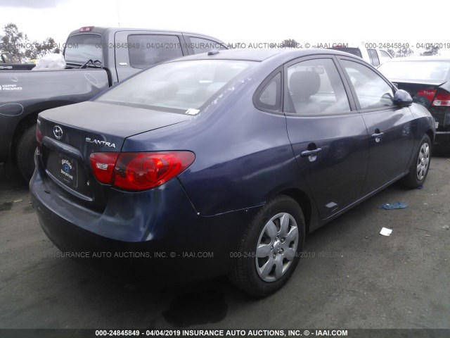 KMHDU46D28U289244 - 2008 HYUNDAI ELANTRA GLS/SE/LIMITED BLUE photo 4
