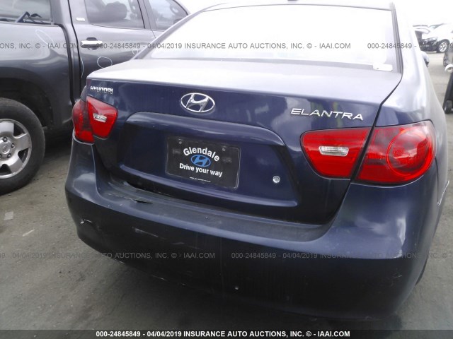 KMHDU46D28U289244 - 2008 HYUNDAI ELANTRA GLS/SE/LIMITED BLUE photo 6