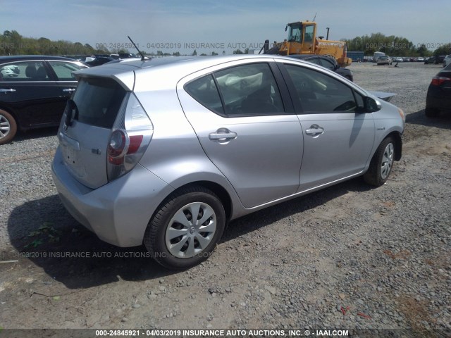 JTDKDTB3XD1537156 - 2013 TOYOTA PRIUS C SILVER photo 4