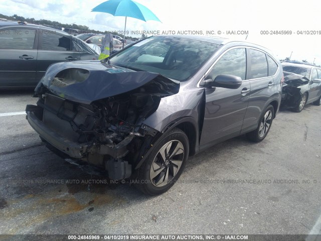 5J6RM3H9XGL017942 - 2016 HONDA CR-V TOURING GRAY photo 2