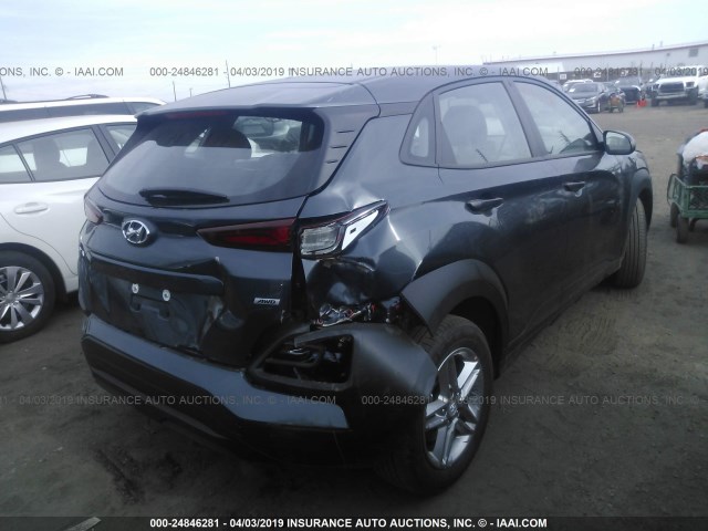 KM8K1CAA7KU290162 - 2019 HYUNDAI KONA SE GRAY photo 4