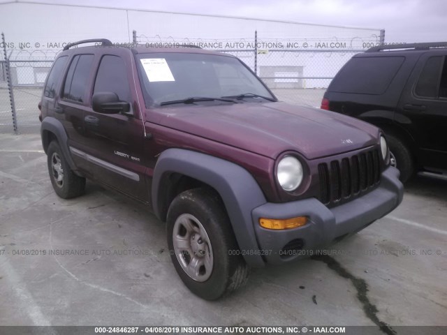 1J4GK48K23W531881 - 2003 JEEP LIBERTY SPORT/FREEDOM BURGUNDY photo 1