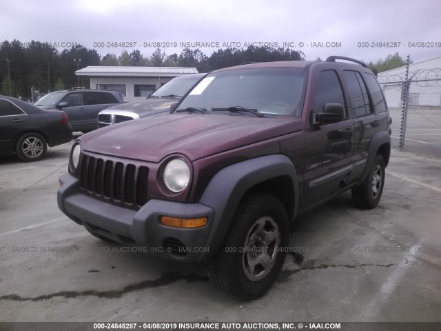 1J4GK48K23W531881 - 2003 JEEP LIBERTY SPORT/FREEDOM BURGUNDY photo 2