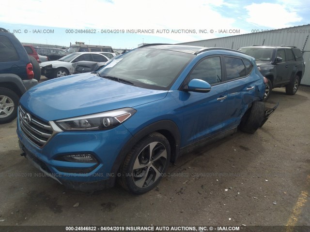 KM8J3CA25GU115513 - 2016 HYUNDAI TUCSON LIMITED/SPORT AND ECO/SE BLUE photo 2