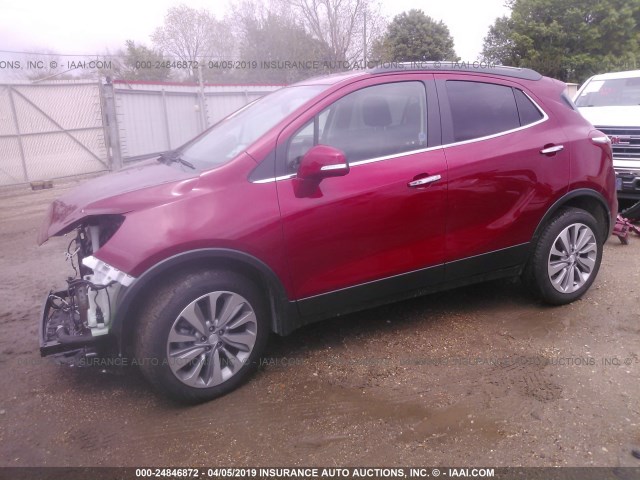 KL4CJASBXKB773302 - 2019 BUICK ENCORE PREFERRED RED photo 2