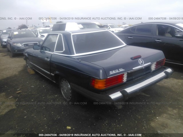 WDBBA48D3KA094682 - 1989 MERCEDES-BENZ 560 SL BLUE photo 3