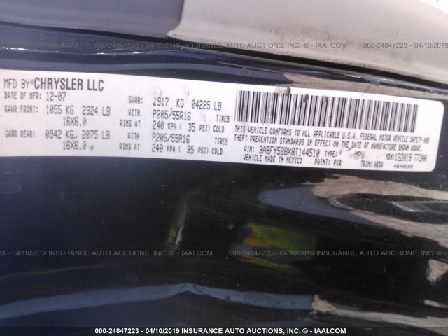 3A8FY58BX8T144510 - 2008 CHRYSLER PT CRUISER TOURING BLACK photo 9