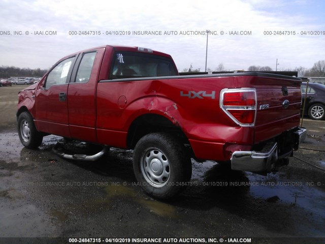 1FTEX1EW1AFB34907 - 2010 FORD F150 SUPER CAB RED photo 3