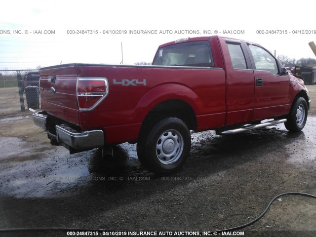 1FTEX1EW1AFB34907 - 2010 FORD F150 SUPER CAB RED photo 4