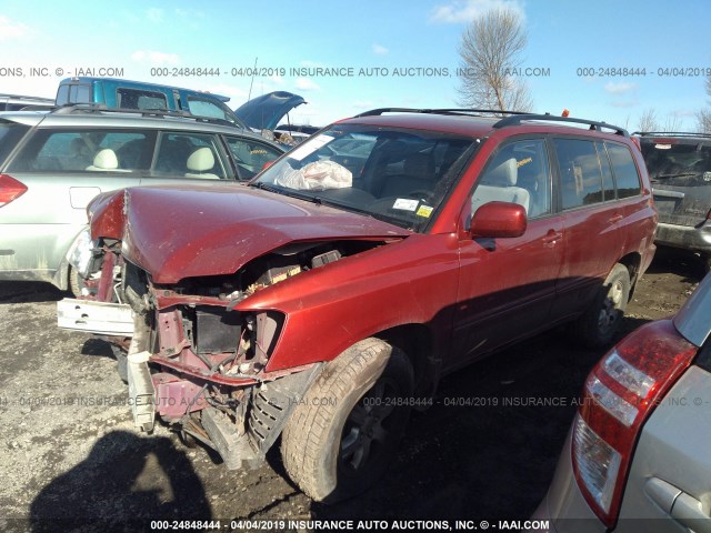 JTEHF21A620090452 - 2002 TOYOTA HIGHLANDER LIMITED RED photo 2