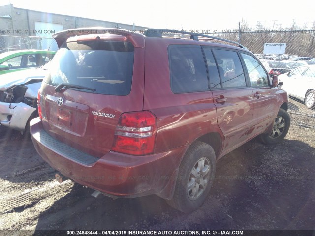 JTEHF21A620090452 - 2002 TOYOTA HIGHLANDER LIMITED RED photo 4