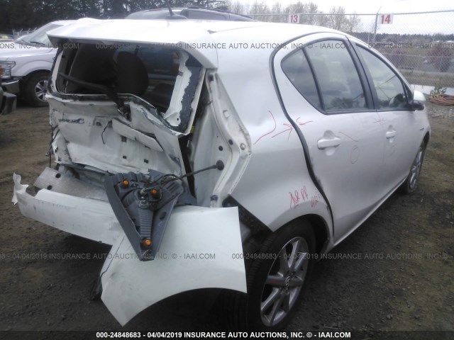 JTDKDTB34D1534656 - 2013 TOYOTA PRIUS C WHITE photo 4