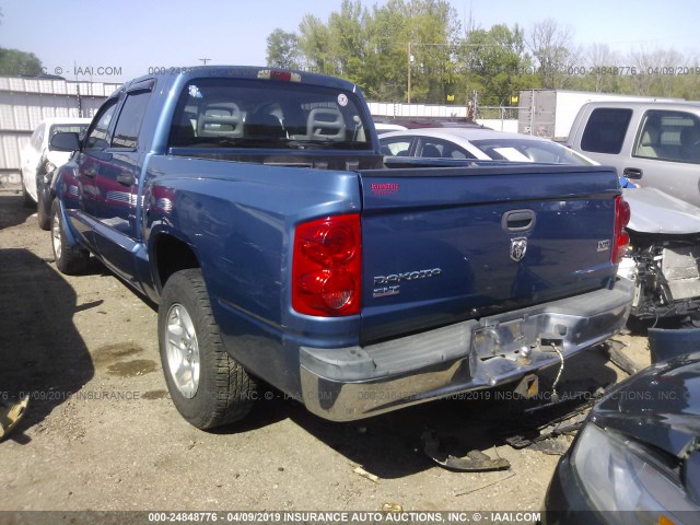 1D7HE48NX6S703054 - 2006 DODGE DAKOTA QUAD SLT BLUE photo 3