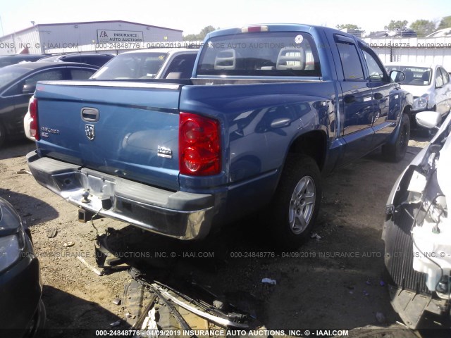 1D7HE48NX6S703054 - 2006 DODGE DAKOTA QUAD SLT BLUE photo 4