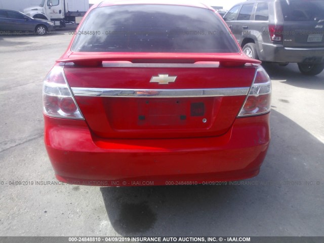 KL1TG56688B173595 - 2008 CHEVROLET AVEO LT RED photo 6