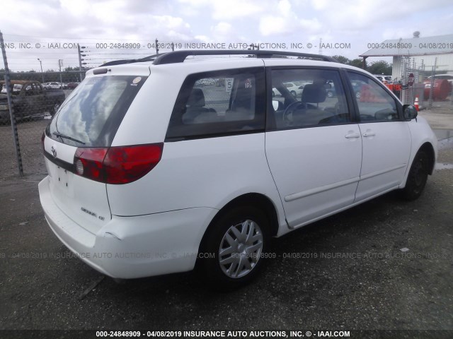 5TDZA23C26S462524 - 2006 TOYOTA SIENNA CE/LE WHITE photo 4